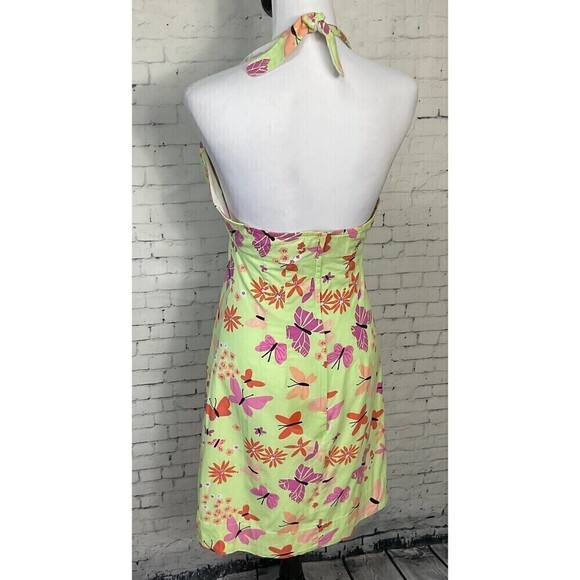 Lilly Pulitzer Womens Size 4 Dress Green Pink Butterfly Summer Halter Mini R2 - Picture 5 of 12